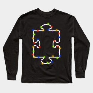 Puzzle Piece Autism Christmas Lights Long Sleeve T-Shirt